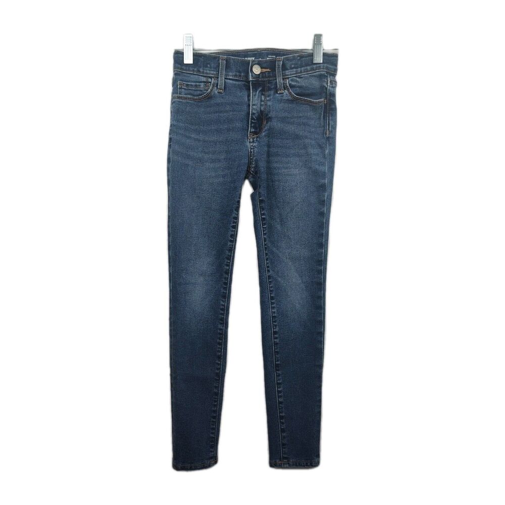 Old Navy High-Rise‎ Rockstar Jeggings, girls size 8, medium wash blue VGC